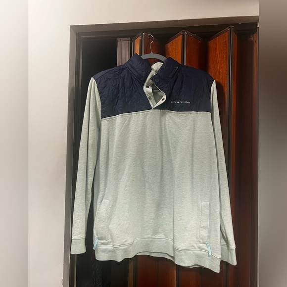 Vineyard Vines Sweaters - Vineyard Vines Quarter Zipped Performance Sweater - Navy/Light Blue